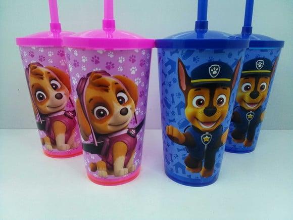 Copo com Tampa e Canudo 500 ml Patrulha Canina