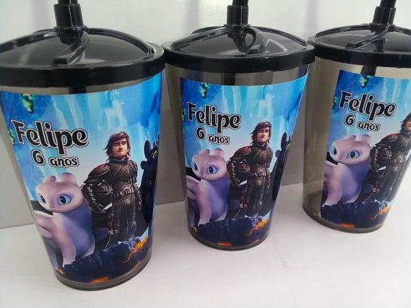 Copo com Tampa e Canudo 500ml Como Treinar Seu Dragão
