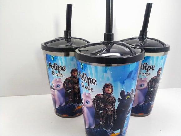 Copo com Tampa e Canudo 500ml Como Treinar Seu Dragão