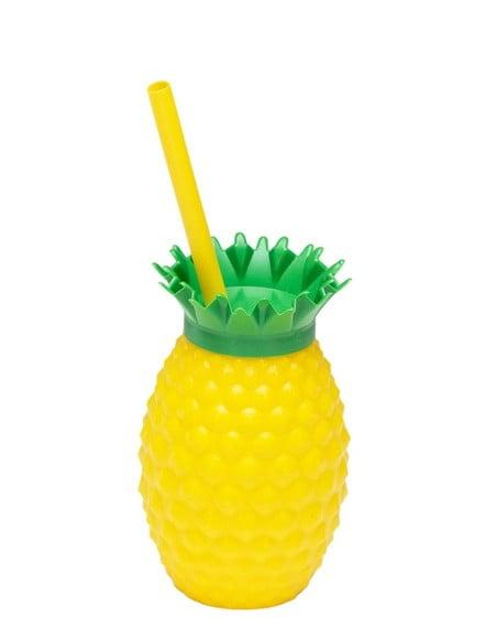 Copo com Tampa e Canudo para Drink Festa Tropical