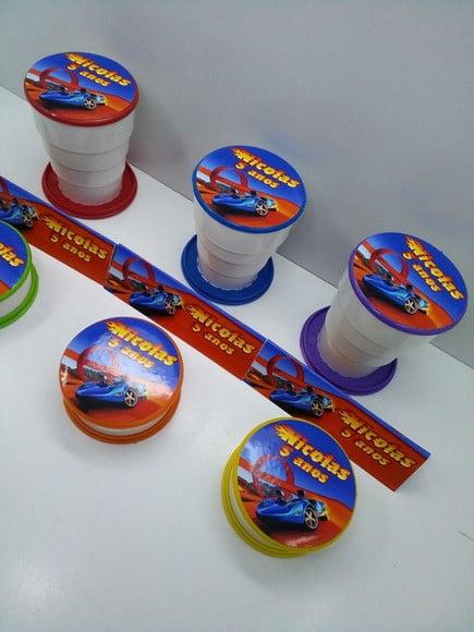Copo Retratil ou Copo Sanfonado Tema Hot Wheels