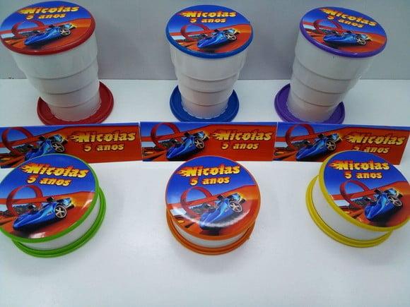 Copo Retratil ou Copo Sanfonado Tema Hot Wheels
