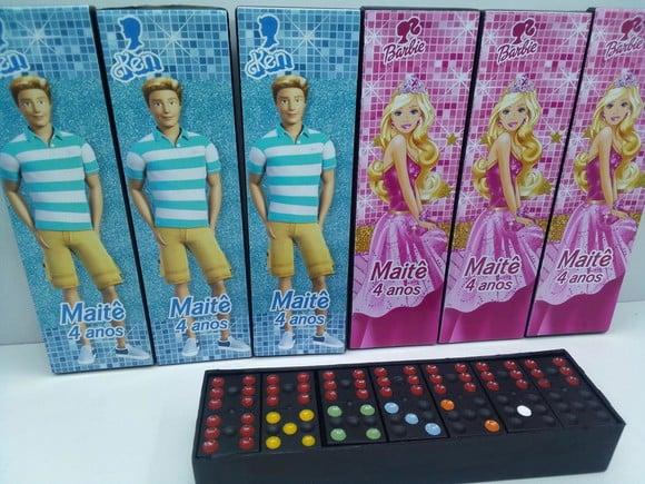 Domino Personalizado Tema Barbi e Ken