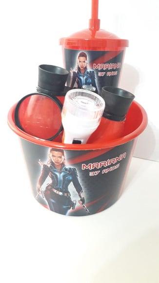 Kit Balde de Pipoca + Copo+ Binoculo +lanterna + Lupa Disney