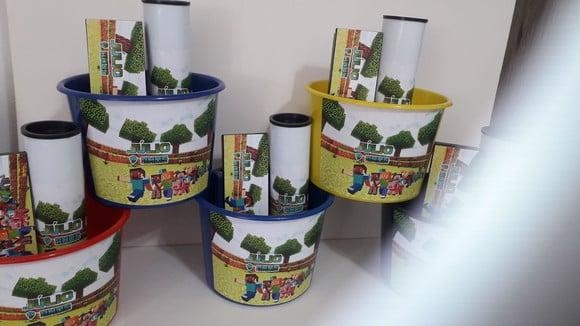 Kit Balde de Pipoca + Domino + Pega Varetas Minicraft