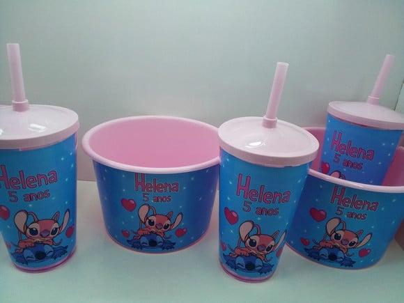 Kit Balde de Pipoca de 1,5 Litro + Copo Tampa e Canudo 500ml