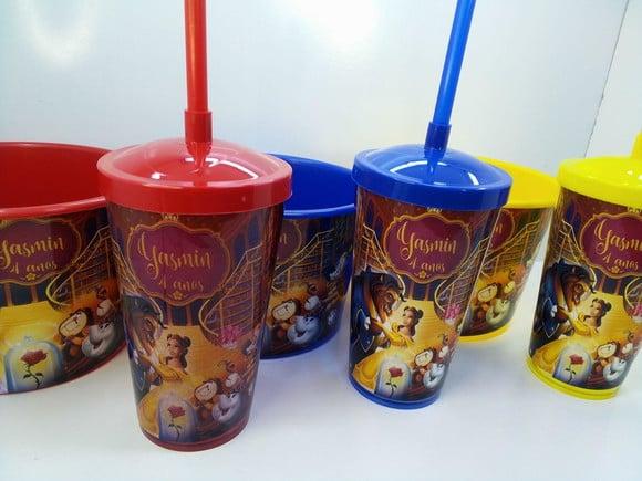Kit Balde de Pipoca de 1,5 Litro + Copo Tampa e Canudo 500ml