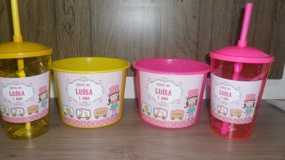 Kit Balde de Pipoca de 1,5 Litro + Copo Tampa e Canudo 500ml