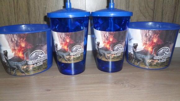 Kit Balde de Pipoca de 1,5 Litro + Copo Tampa e Canudo 500ml