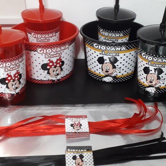 Kit Balde de Pipoca de 1,5 Litro + Copo Tampa e Canudo 500ml