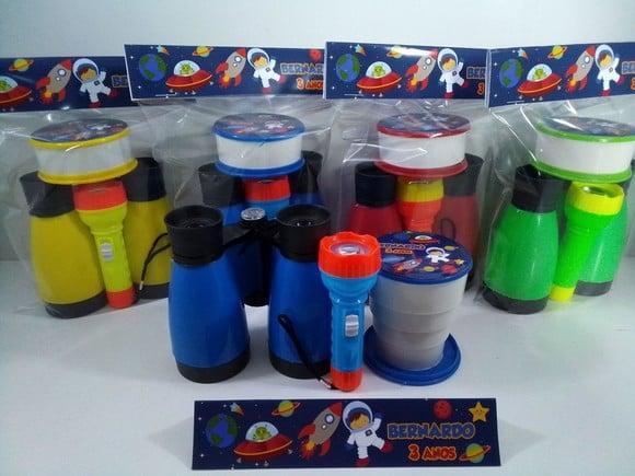 Kit Binoculo + Copo Retratil Cores Sortidas + Lanternas