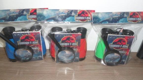 Kit Binoculo + Lanterna + Lupa + Bloquinho + Mini Lápis