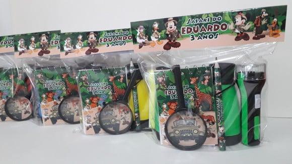 Kit Binoculo + Lanterna + Lupa + Bloquinho + Mini Lápis