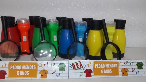 Kit Binoculo + Lanterna + Lupa Personalizado Detetives