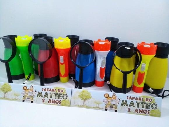 Kit Binoculo + Lanterna + Lupa Personalizado Safari