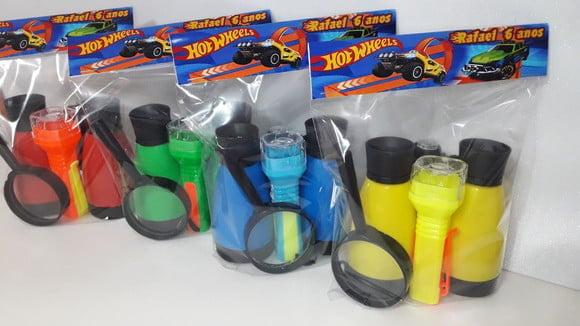 Kit Binoculo + Lanterna + Lupa Personalizado Hot Wheels