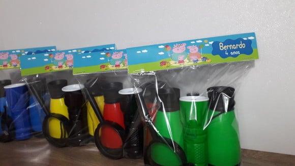 Kit Binoculo + Lanterna + Lupa Personalizado Tema Pig