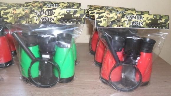 Kit Binoculo + Lanterna + Lupa Personalizado Tema Exercito