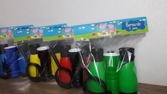 Kit Binoculo + Lanterna + Lupa Personalizado Tema Pig