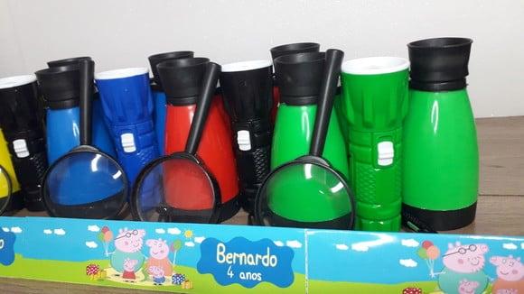 Kit Binoculo + Lanterna + Lupa Personalizado Tema Pig
