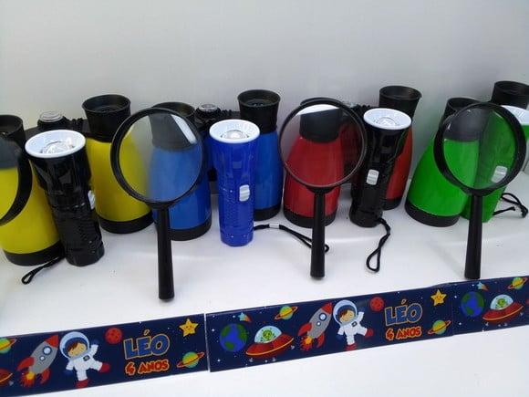 Kit Binoculo + Lanterna + Lupa Tema Astronauta