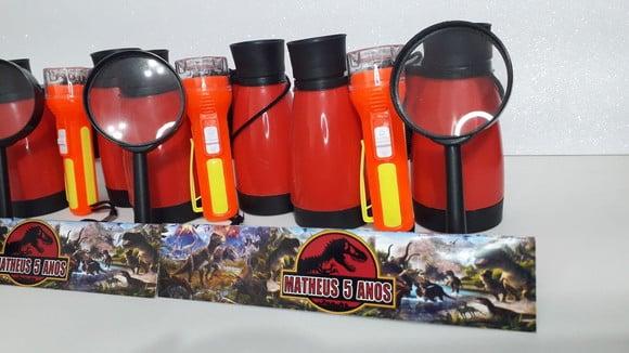 Kit Binoculo + Lanterna + Lupa Tema Dinossauro