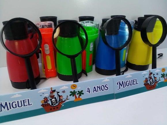 Kit Binoculo + Lanterna + Lupa Tema Pirata
