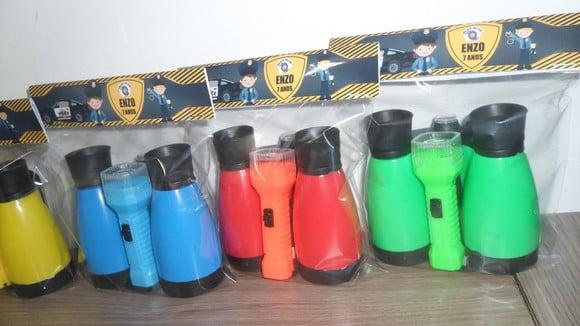 Kit Binoculo e Lanterna Tema Policial