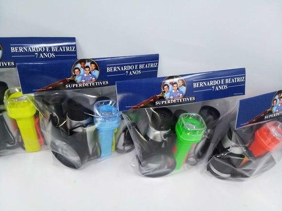 Kit Binoculo Prata + Lanterna + Lupa Superdetetives