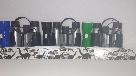 Kit Binoculo Prata + Lanterna + Lupa Tema Dinossauro