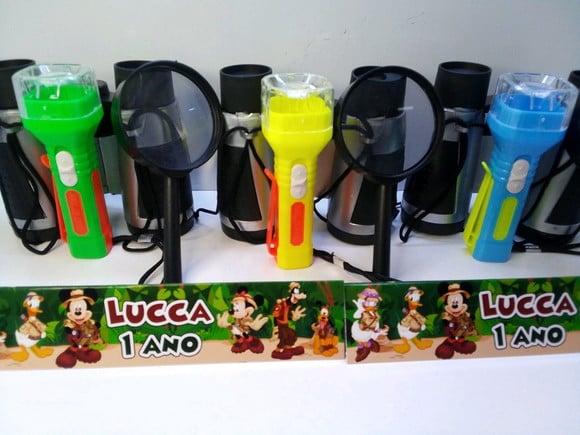 Kit Binoculo Prata + Lanterna + Lupa Tema Mickey Safari