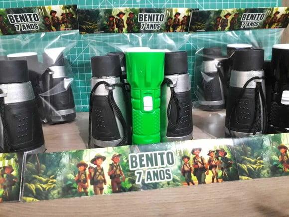 Kit Binoculo Prata e Lanterna Tema Pirata