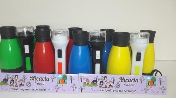 Kit Binóculo Zoom 4 Vezes e Lanterna Tema Acampamento Menina
