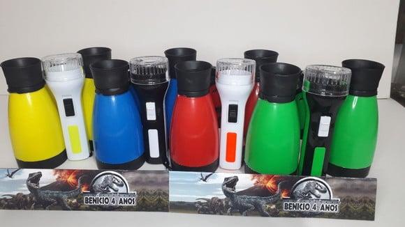 Kit Binoculo Zoom 4 Vezes e Lanterna Tema Dinossauro