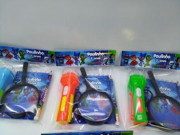 Kit Bloquinho + Mini Lápis + Lanterna + Lupa Pj Max
