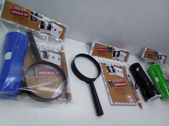 Kit Bloquinho + Mini Lápis + Lanterna + Lupa Scape Room