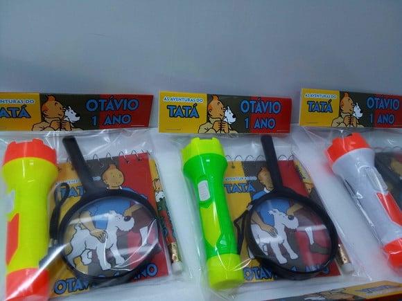 Kit Bloquinho + Mini Lápis + Lanterna + Lupa Tintim