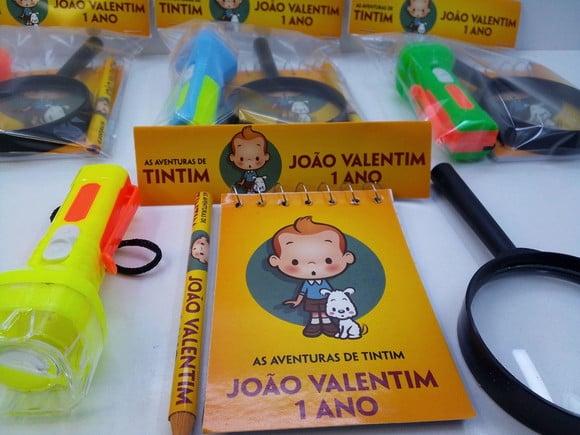 Kit Bloquinho + Mini Lápis + Lanterna + Lupa Tintim Baby
