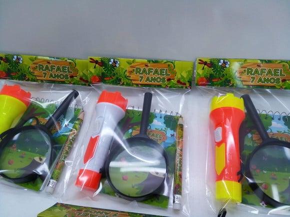 Kit Bloquinho + Mini Lápis+lanterna+lupa Insetos