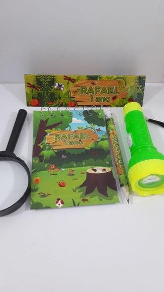 Kit Bloquinho + Mini Lápis+lanterna+lupa Insetos