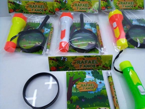 Kit Bloquinho + Mini Lápis+lanterna+lupa Insetos