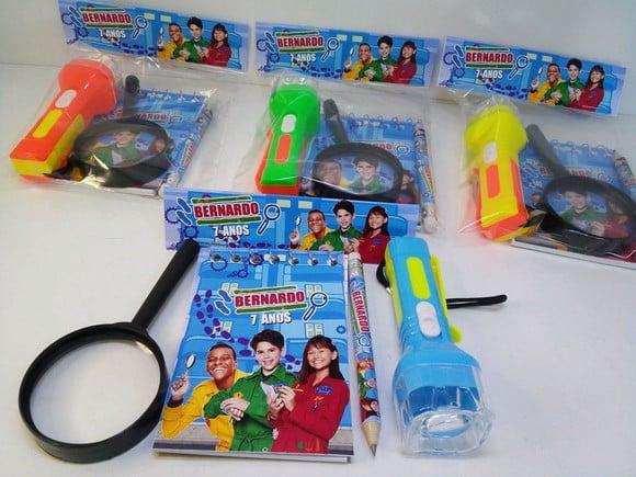Kit Bloquinho +mini Lápis+lanterna+ Lupa Tema Dpa