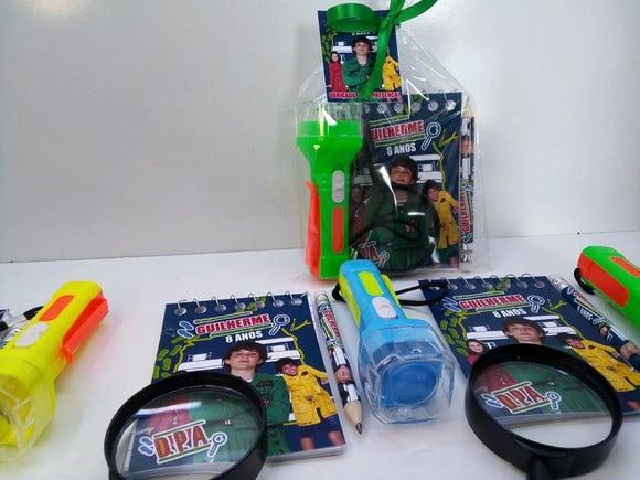 Kit Bloquinho +mini Lápis+lanterna+ Lupa Tema Dpa
