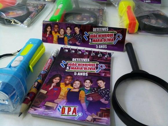 Kit Bloquinho +mini Lápis+lanterna+ Lupa Tema Dpa