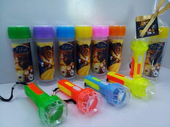 Kit Bolha de Sabao e Lanterna Tema a Bela e a Fera