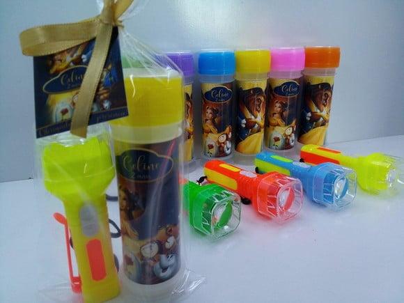 Kit Bolha de Sabao e Lanterna Tema a Bela e a Fera
