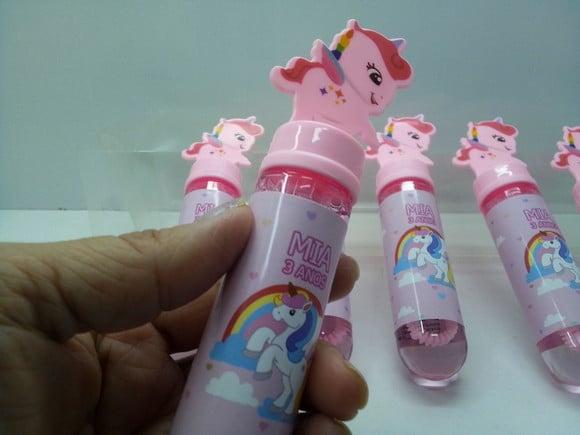 Kit Bolha de Sabao Unicórniocom Liquido Personalizada