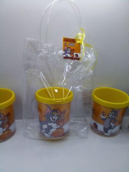 Kit Caneca Acrilica+ Sacolinha Tema Tom e Jerry