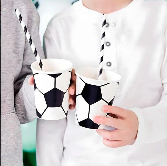 Kit Copo Descartável Futebol 270ml + Canudo de Papel