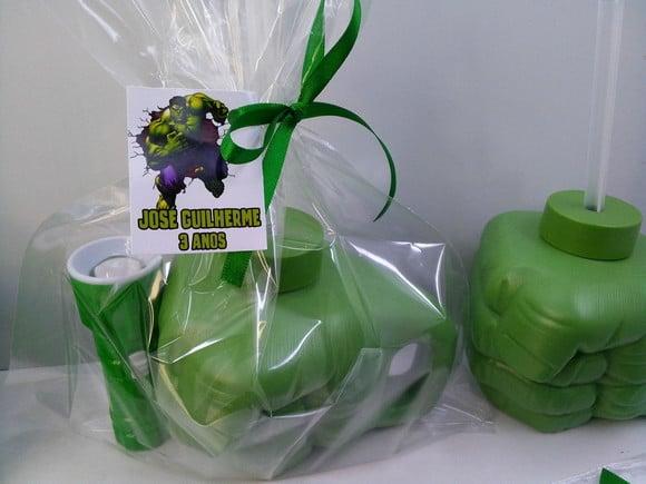 Kit Copo Mão do Hulk 450 ml + Lanterna
